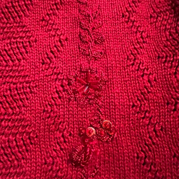 Tabi International Red Sweater with Red Bead/Sequin/Embroidery Embellishment - Picture 9 of 15
